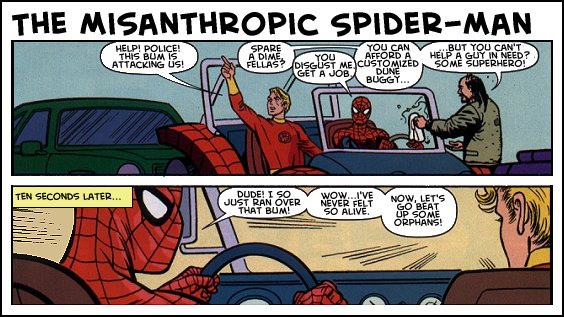 Spider Man turns GRRIIIMMM Spiderbuggy