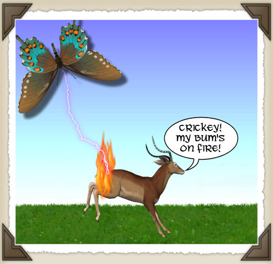 Antelope versus Giant Electro-Butterfly